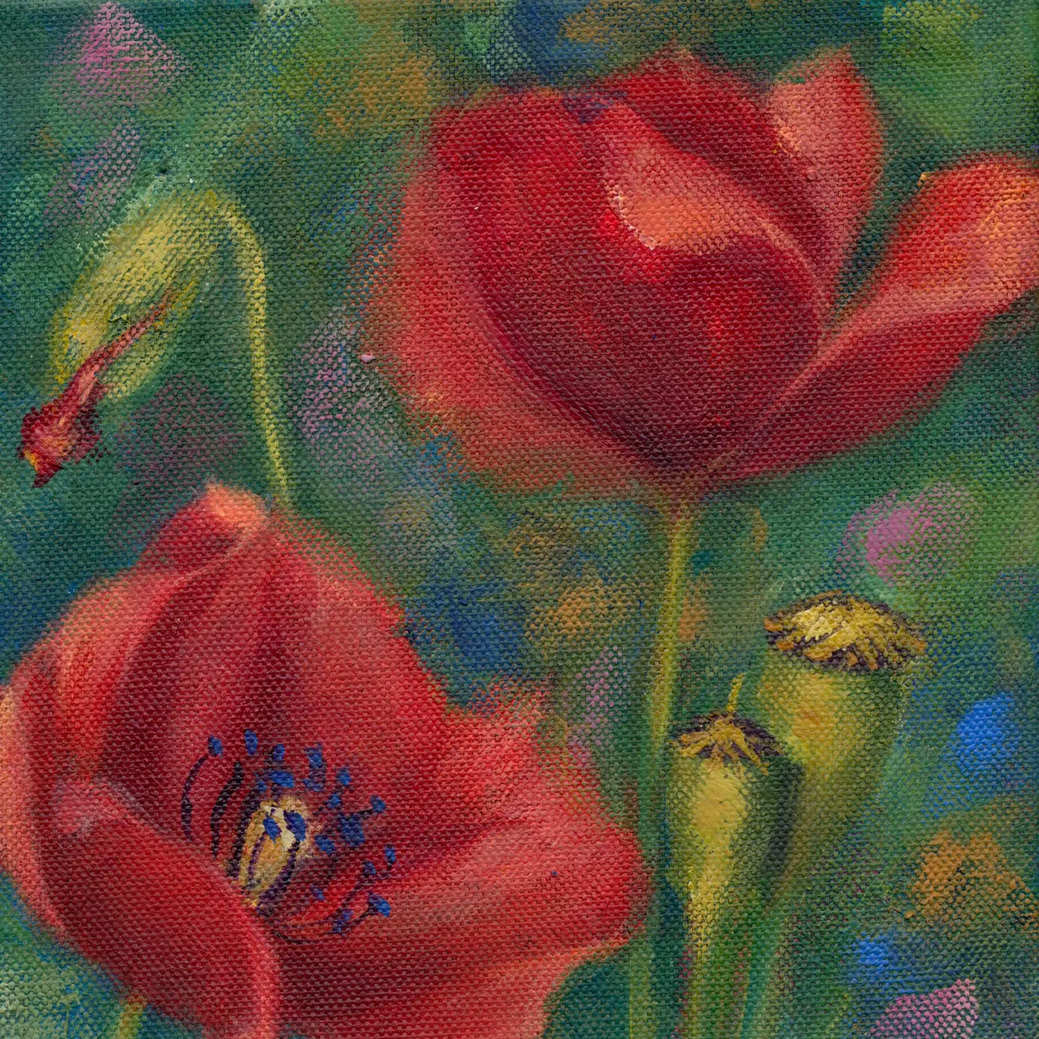 Poppy 1 - mixed media artwork