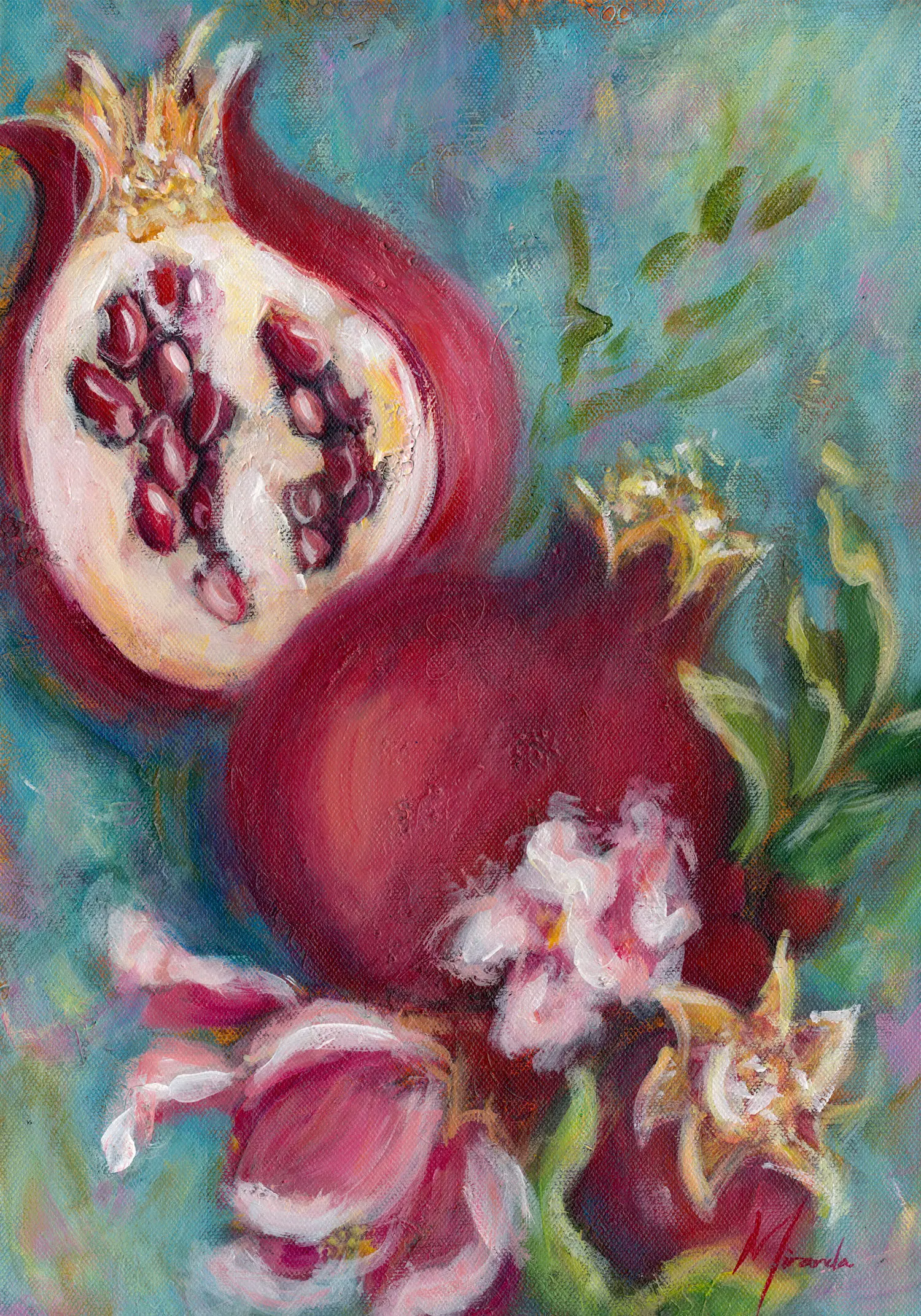 Pomegranates 1 - mixed media artwork