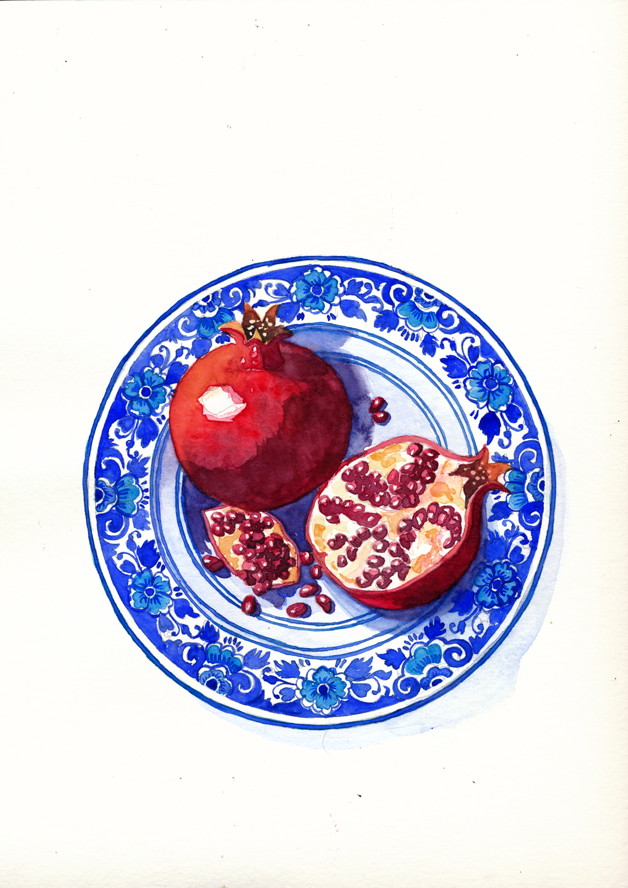 Pomegranates - watercolour artwork by Miranda Gerber