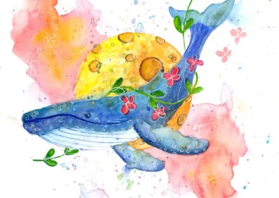 Skywhale 1 - watercolour artwork