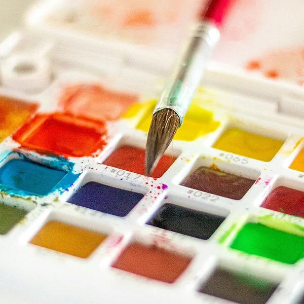 Clean vibrant watercolour mixing
